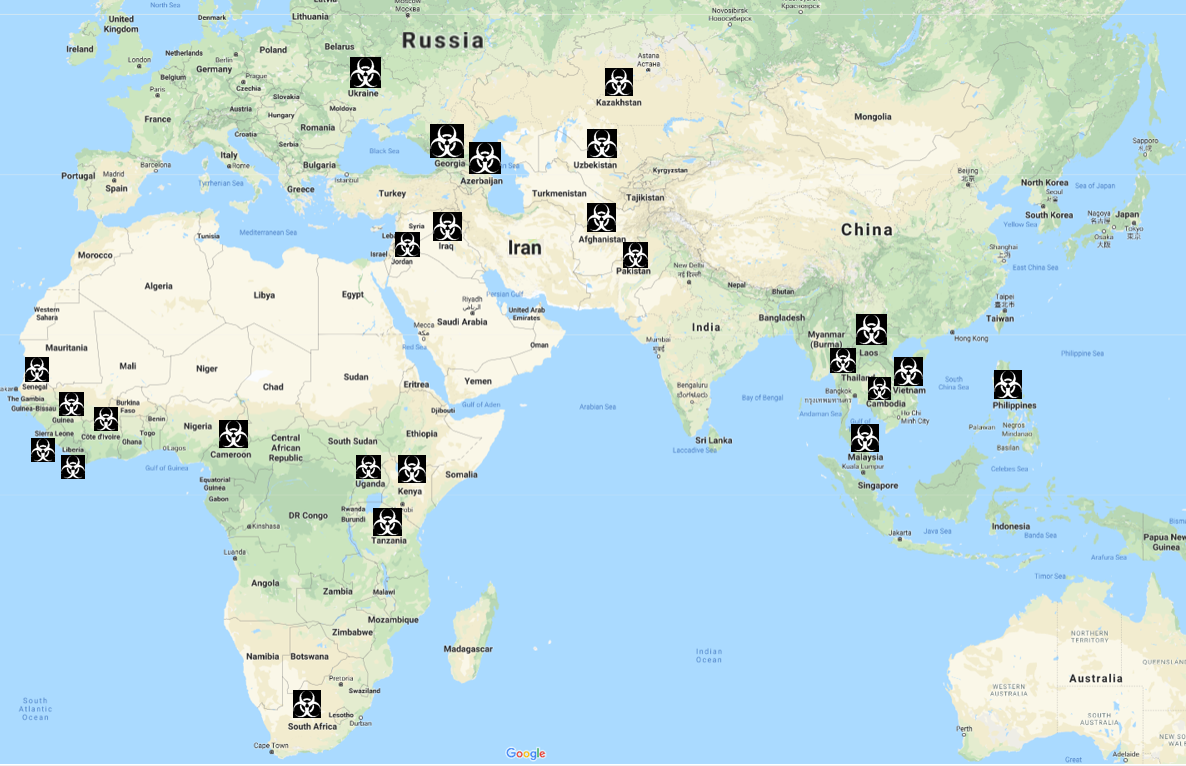 Страна где она стоит. Карта биолабораторий США В мире. Карта биолабораторий США В мире на карте. Биологические лаборатории США вокруг России на карте. Биологические лаборатории США В мире.